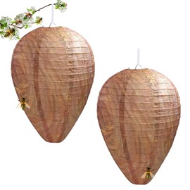 2 Stück Wespennest Attrappe, Aufhängen Falsches Wespennest, Künstliches Wespennest aus nässebeständigem Stoff, Hornissennest Attrappe zur Wespen Abwehr für Haus und Garten