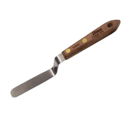 Albion Engineering 1258-3S Tapered Classic Offset Caulk Tooling Spatula, Stainless Steel, Hardwood Handle, 5/8" Wide Tapered Tip x 3" Long Blade