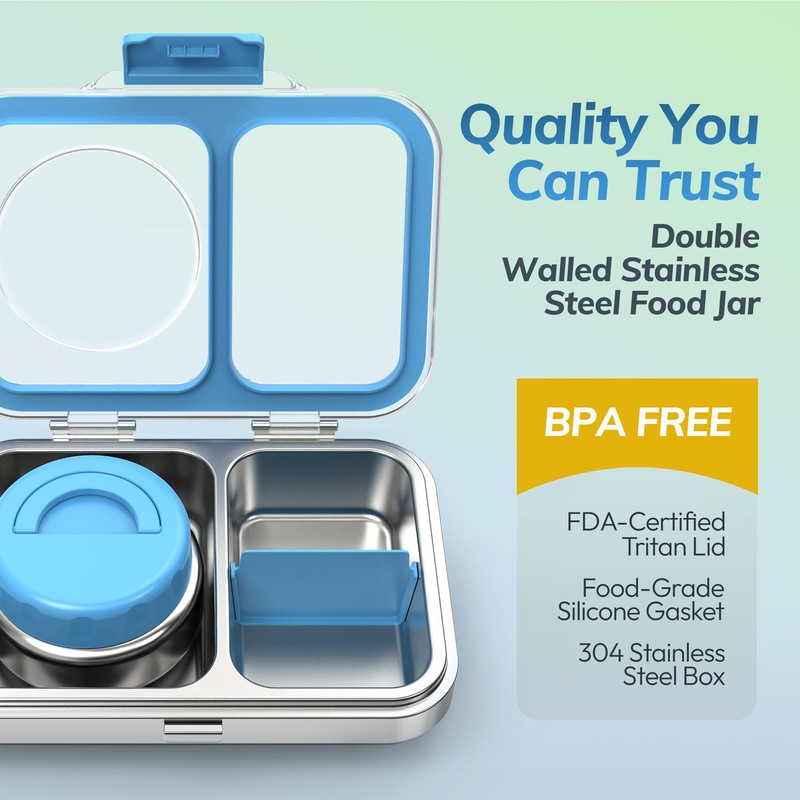 HOMEKOL Stainless Steel Bento Lunch Box + 9.5oz Insulated Food