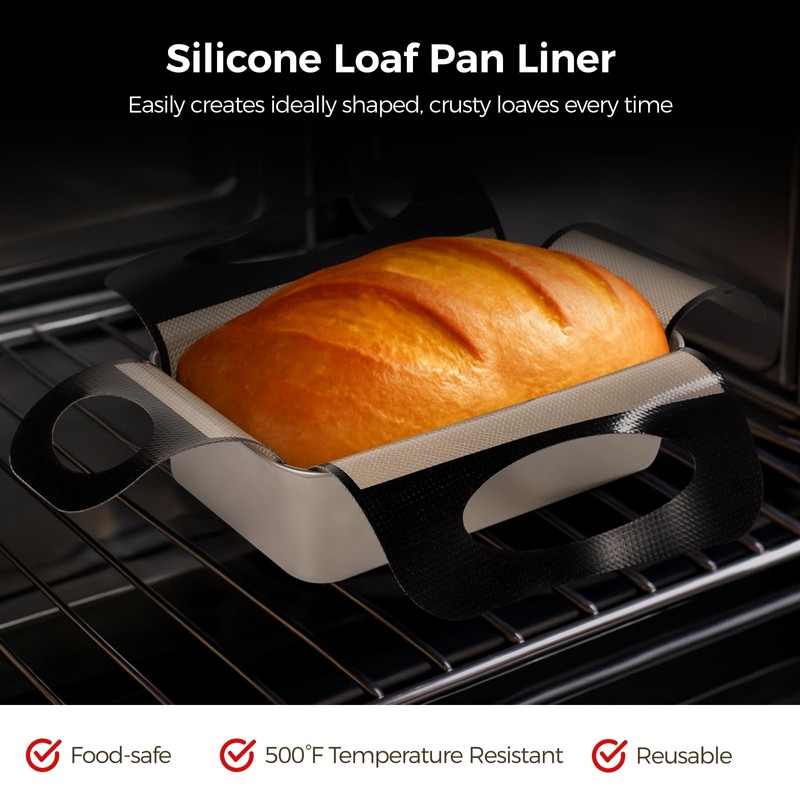 2Pcs Reusable Silicone Bread Loaf Pan Liner, Reusable Silicone Baking