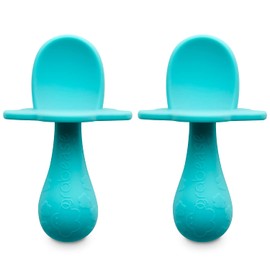 Grabease  Set De 2 Mini Cucharitas De Silicon Para Bebes Azul                                                                                         