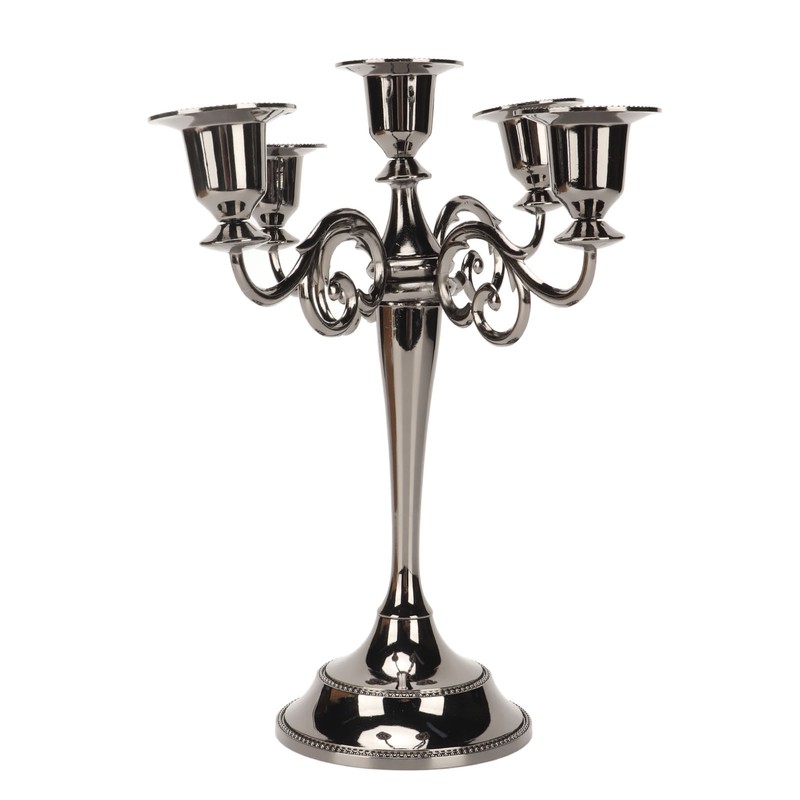 Metal Candelabra Black 5 Arms Elegant Colorfast Stable Wide Base
