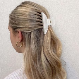 Canitor Hair Claw Clips for Women Acrylic Marbled Hair Clips for Thick Thin Hair Emi Cute Hair Accessories Teen Girl Gifts Stocking Stuffers (black,pink,white)