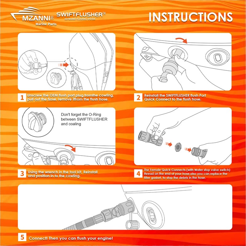 SWIFTFLUSHER Outboard Quick Connect Flush Kit for MERCURY outboard engines，