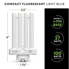 KOR Pack of 2 - FML27-30K Light Bulbs 27 Watt 4 Pin FML Lamp Replacement Bulb 3000K Soft White CFL 27W Plugin GX10Q-4 Base