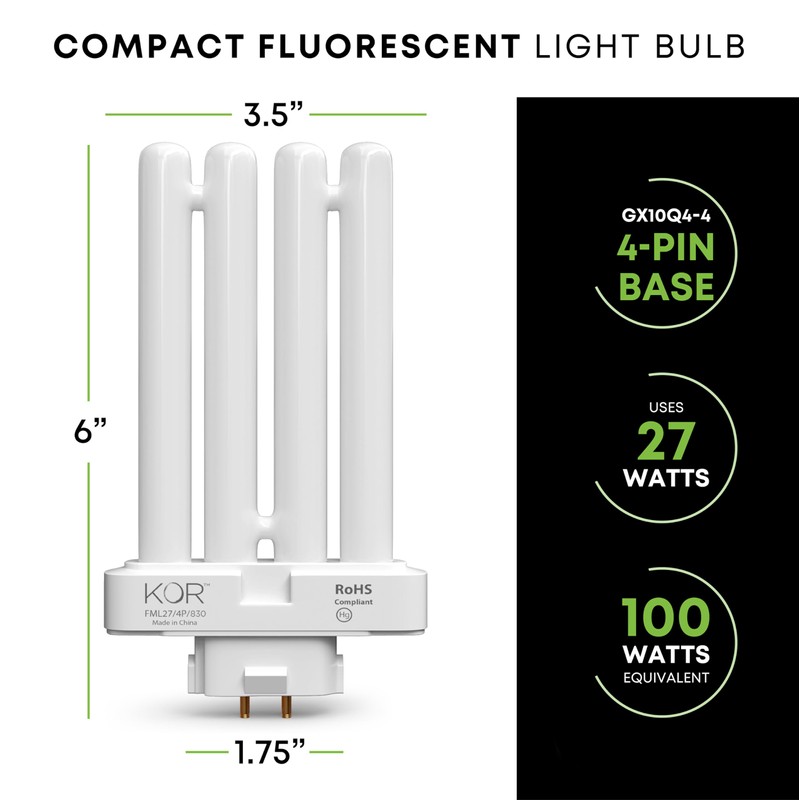 KOR Pack of 2 - FML27-30K Light Bulbs 27 Watt