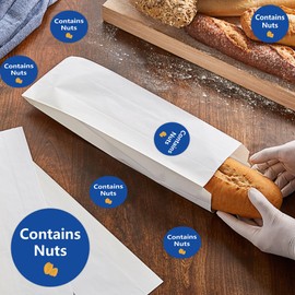 Contains Nuts Labels 1 inch Round Circle Dots 500 pcs per roll