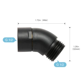 OFFO Shower Head Elbow Adapter, All Metal Handheld Shower Head Elbow Adapter Shower Arm Angle Adapter 135 Degrees, Matte Black