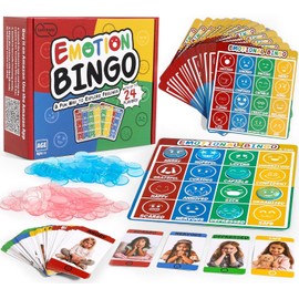 Garybank Emotion Bingo Games for Kids, w/ 56 Feelings & 48 Bingo Cards, Social Emotional Learning Activities for Kids, Speech Therapy Materials for Therapists, School Counselors Office Must Haves