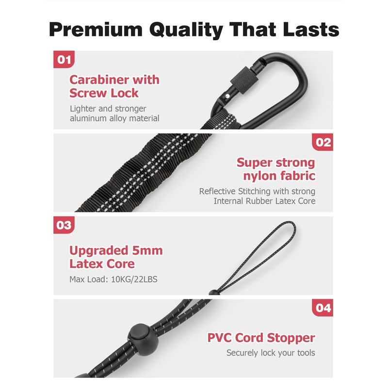 Mellbree Tool Lanyard, 2 Pack Tool Tether with Screw Lock