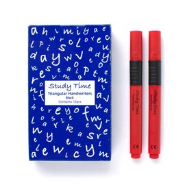 Study Time Triangular Handwriting Pens - Black (Pack of 12)