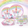 Unicorn Party Decorations - 96pcs Party Plates Cups and Napkins,