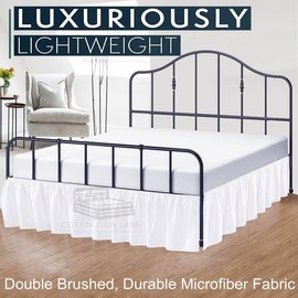 Cottington Lane Ruffled Bed Skirt Full Size with Split Corner, Brushed Microfiber Hotel Quality White Dust Ruffle, 15 Inch Drop Gathered Bedskirt, Soft and Stylish, Shrinkage and Fade Resistant