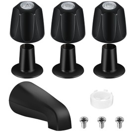 Matte Black Bath Tub Spout Shower Trim Kit, with 3 Shower Knob, Compatible with Price/Pfister Verve Tub/Shower Faucet Handle Set, for 1/2'' Pipe MALE Thread Connection, 3/4'' IPS Pipe Inside Thread