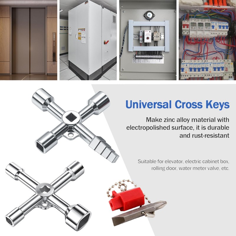 kaiyaya 2 pieces 4-way multifunctional key, triangular key, control cabinet