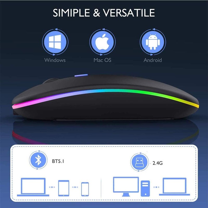 Zenyx Wireless Rechargeable Mouse, Dual Mode with USB Receiver &