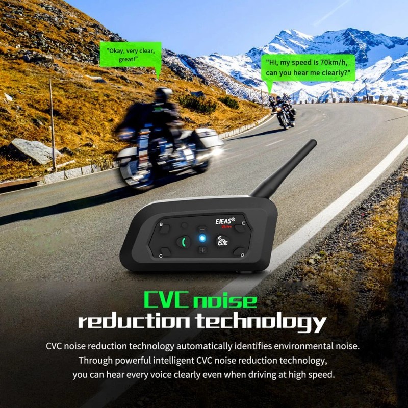 EJEAS V6 Pro Motorcycle Helmet Waterproof Bluetooth Intercom Headset Wireless