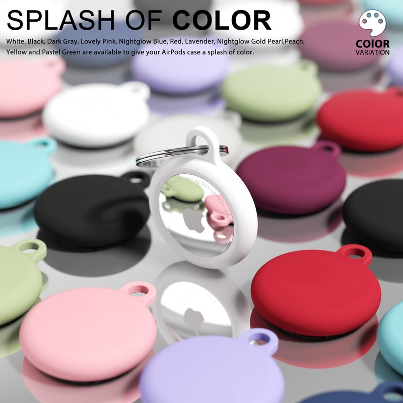 Compatible with AirTag Case Keychain, White