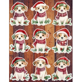 Handmade Christmas Puppy Vinyl Die Cut Stickers Set Scrapbooking Laptop Water Bottle