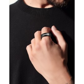 MomentWish 8mm Black Tungsten Rings, Valentine's Day Gift Birthday Gifts, Moissanite Promise Ring for Him, Black Tungsten Eternity Band-Size8