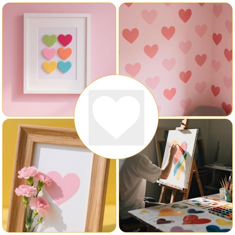 8 Pack Large Heart Stencils for Crafts, Reusable PET Plastic