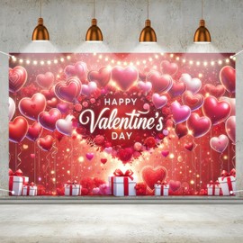 BlissYard Happy Valentines Day Banner Background Glowing Love Valentine's Day Banner 71 * 43inchs Valentines Day Decorations Wedding Decor Photo Shooting Background Decoration 14 February Party