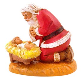 Fontanini by Roman Inc., Kneeling Santa, 5" Specialty Figures Collection, Nativity Figure and Accessories, Hand Sculpted and Painted