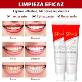 Pasta de Dientes Ultra Blanqueadora Sp-6, Blanqueadora Probiótica, Elimina Manchas, Aliento Fresco y Dientes Saludables, Limpieza Profunda 120 g (3 Piezas)
