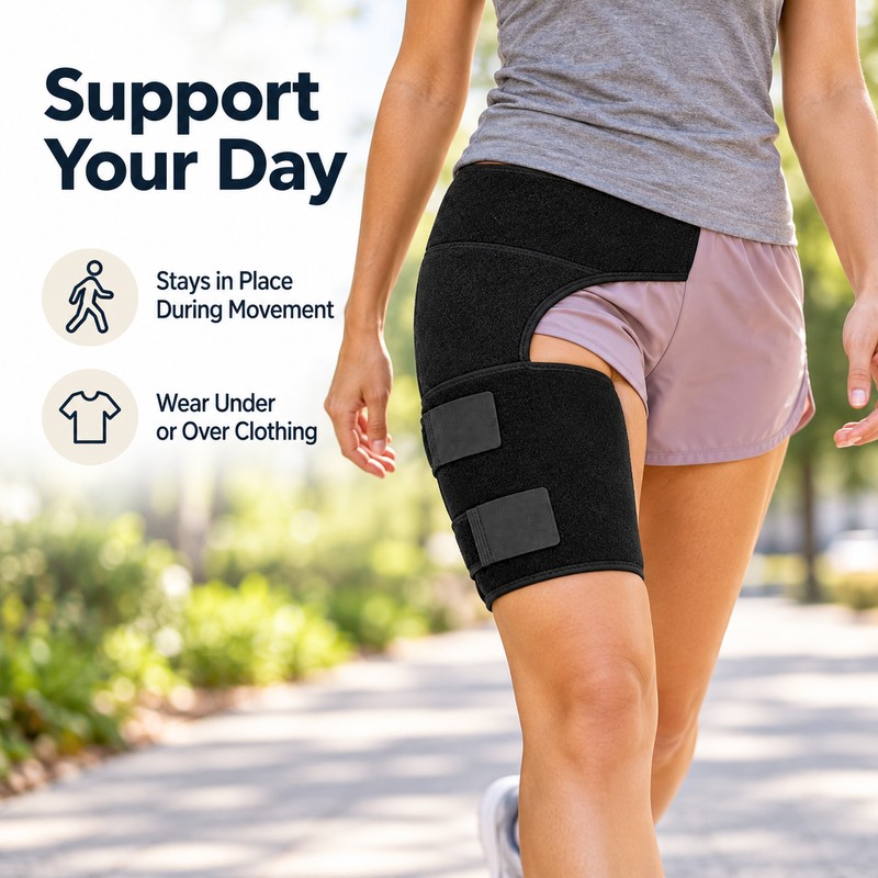 Adjustable Hip Brace Thigh Compression Wrap, Groin and Hamstring Support,