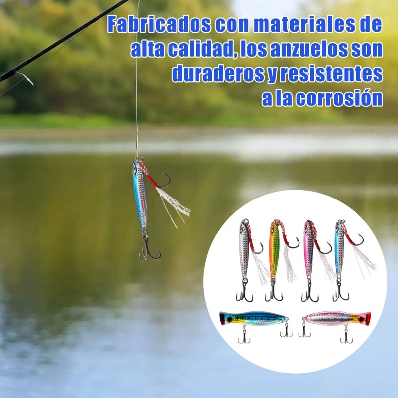 6 Señuelos Popper De 40 G Kit Pesca Superficial Mar