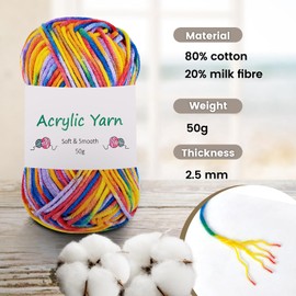 VORHOT Cotton for Crochet, 300g Crochet Yarn, Crochet Wool Cotton, Wool Cotton Crochet Socks, Hats, Scarves (Needle Size: 3.0-4.0 mm), Orange