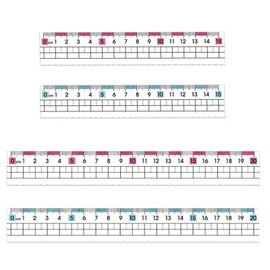 AQUILIVE Ruler Set of 4 Extra Large Digital Scale Anti-Myopia with Wave Lines Drafting Ruler Measuring Tool for Kids, Students, Teachers, Stationery School Supplies (5.9 / 7.9 inches (15 / 20 cm)
