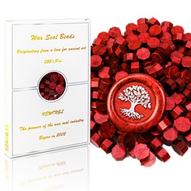 VEWINGL 250 Pcs Wax Seal Beads for Wax Seal Stamps, Cards, Wedding Invitations, Wine Packaging, Gift Wrap, Envelopes (250, Flame Red)
