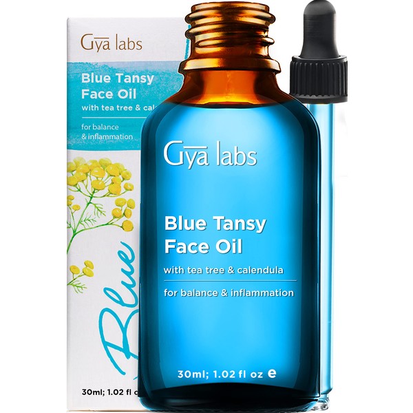 Gya Labs Blue Tansy Face Oil for Sensitive Skin (1.02 fl oz) - Formulated with Blue Tansy Extract, Squalane and Vitamin E - Soothes Irritation, Hydrates Skin & Reduces Breakouts For Calmer Complexions