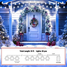 Minetom 2 Pack Christmas Lights, 14 Ft 30 LED Christmas Snowflakes Lights, Waterproof Snowflakes Holiday Lights, Shatterproof Xmas Fairy Lights for Indoor Decor