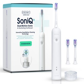 ZENT SoniQ+ Schallzahnbürste mit 60° Drehbewegung, 5 Betriebsmodi, für empfindliche Zähne, Hohe Wasserdichtigkeit IPX7, Induktionsladegerät inklusive, Weiß