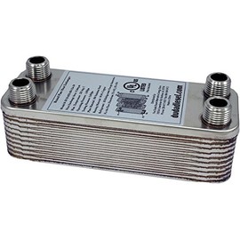 Duda Energy HX1220:M12 B3-12A 20 Plate Stainless Steel Heat Exchanger with 1/2" Male NPT Ports Copper Brazed, 2" Height, 2.9" Width, 7.5" Length