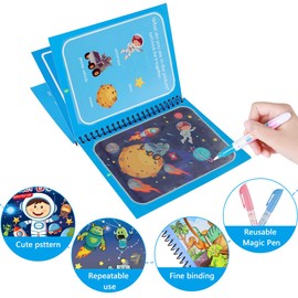 ZJRung 4 Pieces Magic Water Colouring Book Doodle Magic Water Drawing Book Magic Water Colouring Book for Children with Magic Pen for Children