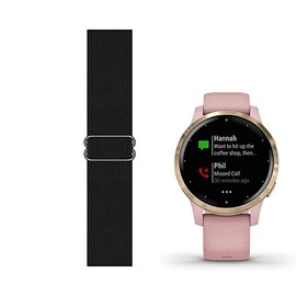 C2D JOY Stretchy Loop Strap Compatible with Garmin Forerunner 255S Venu 2S and vivoactive 4S Watch Band Adjustable Elastic Nylon Wristband - 18MM Black