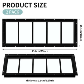 Tandefio 2 Pack 10'' X 29'' Black Basement Garage Door Flush Mount Shed Window with Tempered Glass Household Windows with Srews for Chicken Coop Sheds Barns Playhouse