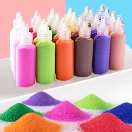 JMZLLRX 16 Colour Sand Art Kit, Colourful Sand Bottles, Sand Painting Cards Art, Sand Painting Toy for Painting and Crafts, DIY Drawing, Decor