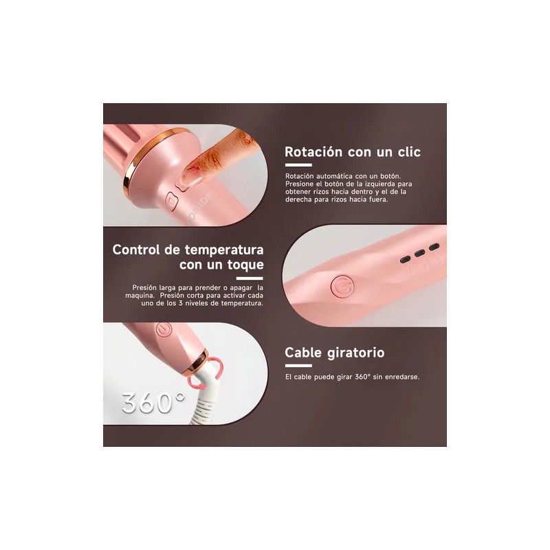 Rizador Automtico De Cabello Rosado Bomidi Hc02, Cermica, 2 Modos