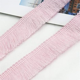 2 Metres 25 mm Cotton Fringe Trim Fringe Border Ribbon Fringe Ribbon Tassels Trim Furniture Fringe Lace Ribbon Crochet Ribbon Lace Trim for Clothing Curtain Home Accessories, Light Pink