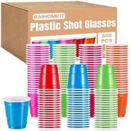 RAIHOMKIT 600 Pack Plastic Shot Glasses, 2 oz Multicolor Shot Cups, Plastic Shots Cups, Disposable Party Cup Bulk for Drinking Tasting Serving Samples Birthday Party Supplies Picnic, 6 Colors