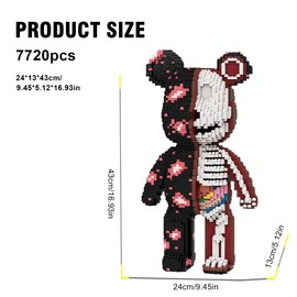 DAHONPA Animal Dissection Skeleton Bear Micro Building Blocks Set（7220PCS）, Creative Home & Office Decor, Gift for Adults and Kids