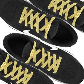 RJ-Sport 2 Pairs of Flat Shoelaces without Tying - Elastic Shoelaces with Quick Release - Quick Lacing System for Unique Comfort and Strong Hold - with Metal Capsules, gold, 120
