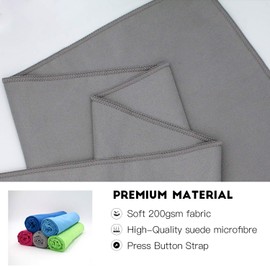 Invool Microfiber Towel, 5 colours (Grey) with carry bag - Quick Dry Towel for Travel, Camping, Fitness, Beach, Vacation, Fast Drying and Absorbent