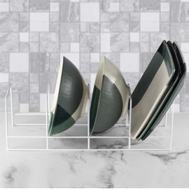 Ybm Home 4 Section Plate Rack Helper Shelf Organizer White 2551 (1, 4 Section Plate Rack)