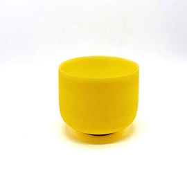 TAIFENG E Note Solar Plexus Chakra Yellow Colored Quartz Frosted Crystal Singing Bowl 8 inch