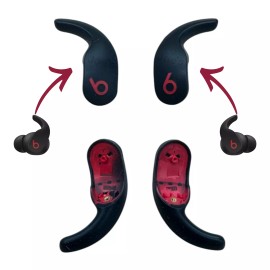 For Beats Genuine OEM Beats Fit Pro Wingtips Replacements Ear Hook Rubber (Black/Red) Part